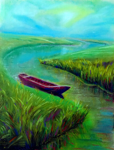 La barca, pintura al pastel, autor Jose Manuel Gallego Garcia, todos derechos reservados, visita retratarte.org